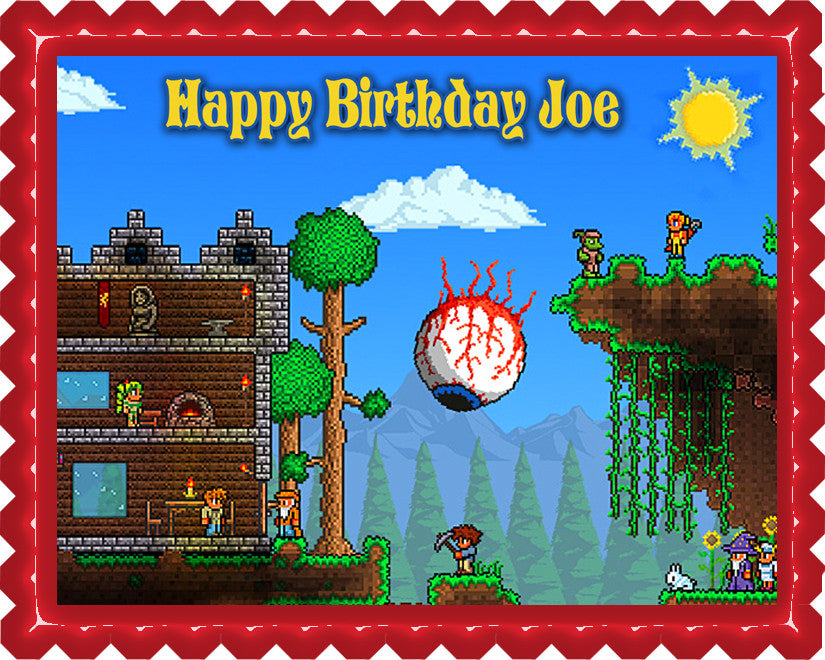 Terraria 1 Edible Birthday Cake Topper OR Cupcake Topper, Decor - Edible Prints On Cake (Edible Cake &Cupcake Topper)