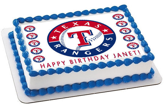Texas Rangers Edible Birthday Cake Topper OR Cupcake Topper, Decor - Edible Prints On Cake (Edible Cake &Cupcake Topper)