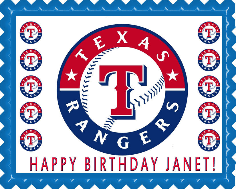 Texas Rangers Edible Birthday Cake Topper OR Cupcake Topper, Decor - Edible Prints On Cake (Edible Cake &Cupcake Topper)