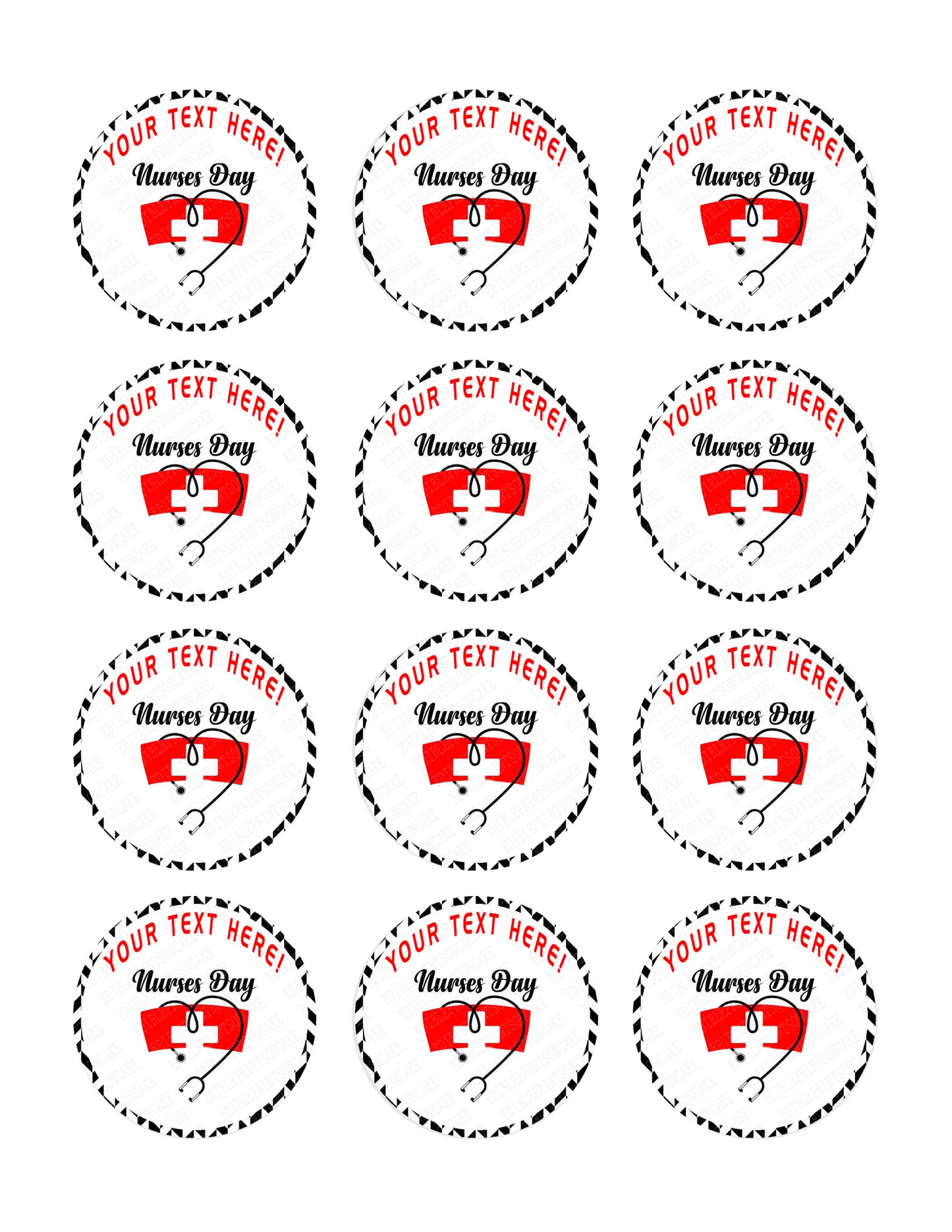 Thank You Nurses Covid-19 - Edible Cake Topper, Cupcake Toppers, Strips