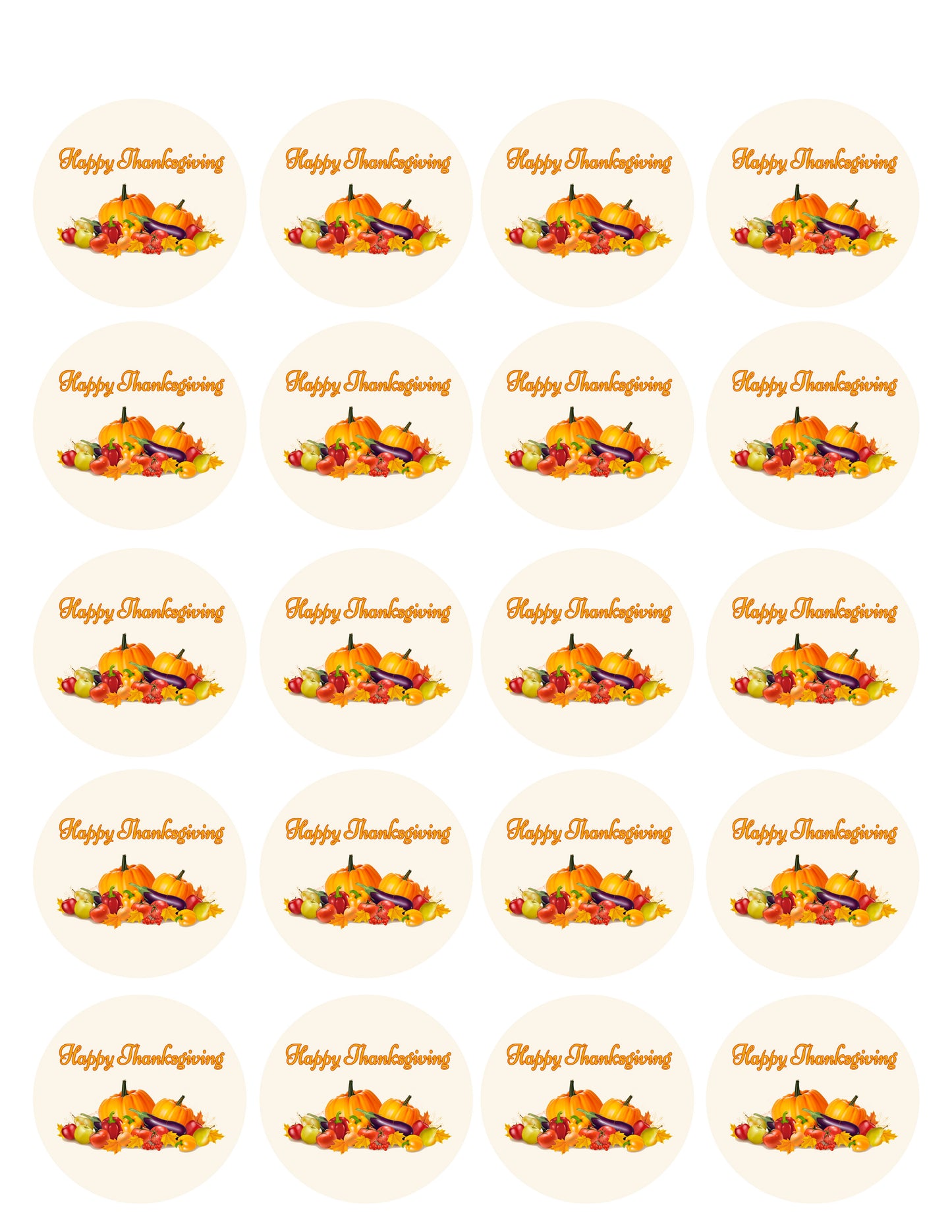 Thanksgiving (Nr2) - Edible Cake Topper OR Cupcake Topper, Decor