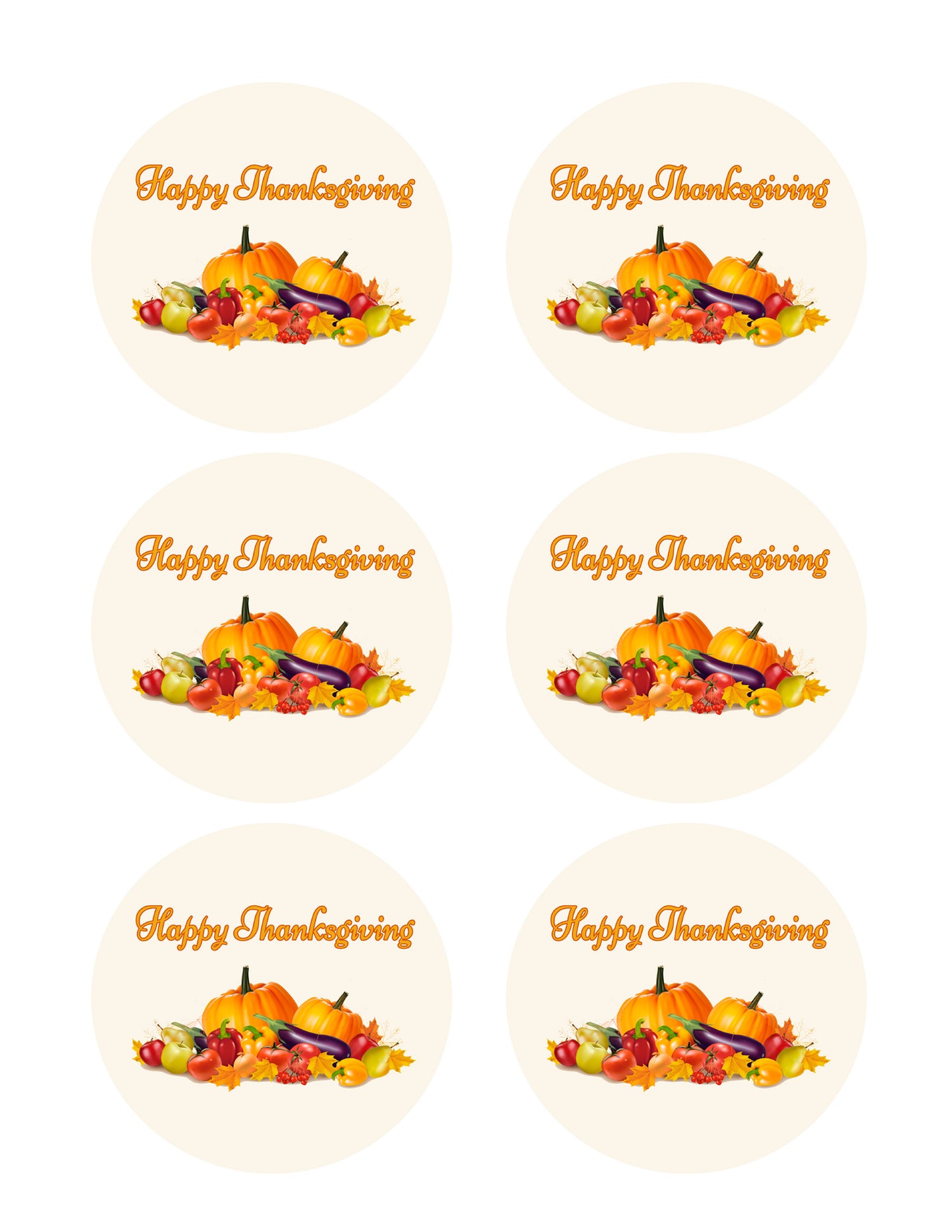 Thanksgiving (Nr2) - Edible Cake Topper OR Cupcake Topper, Decor