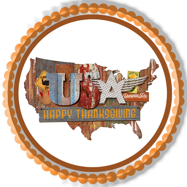 Thanksgiving American Folk - Edible Cake Topper, Cupcake Toppers, Strips