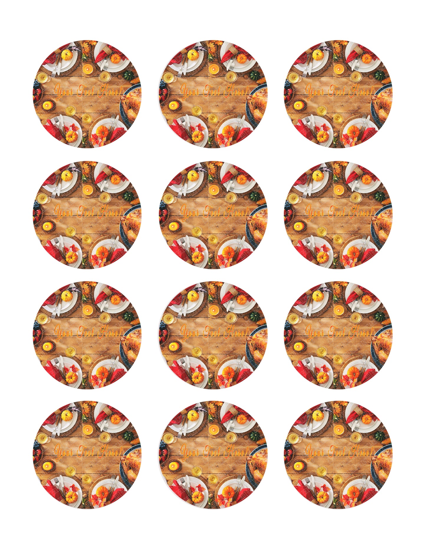 Thanksgiving V - Edible Cake Topper OR Cupcake Topper, Decor