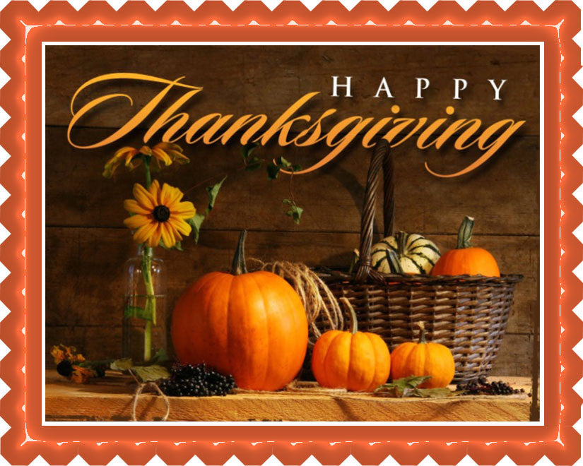 Thanksgiving - Edible Cake Topper OR Cupcake Topper, Decor