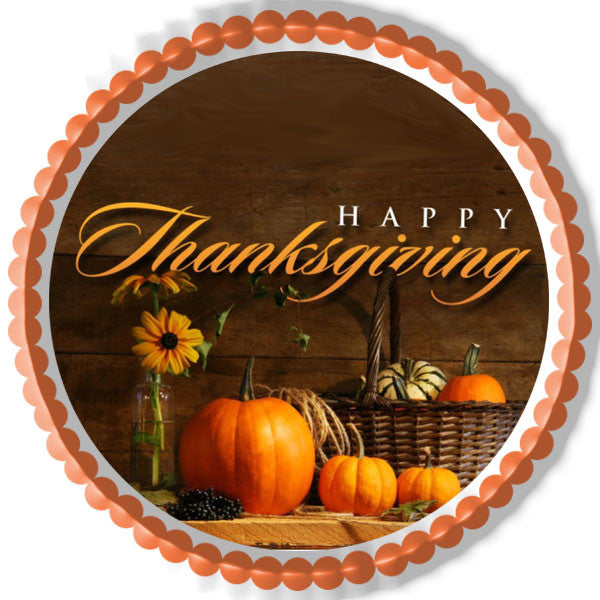 Thanksgiving - Edible Cake Topper OR Cupcake Topper, Decor