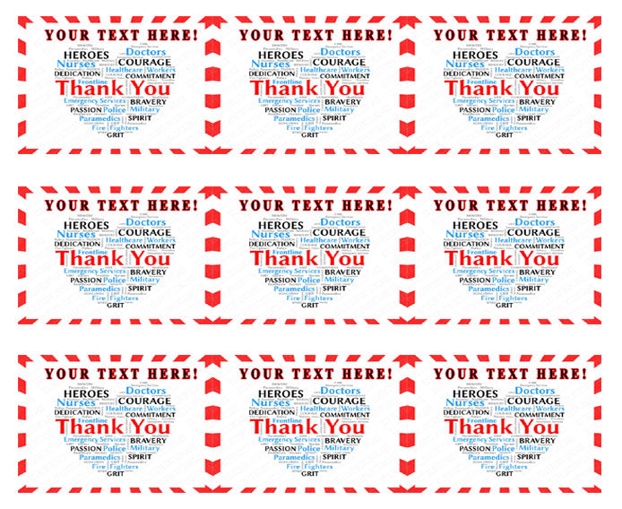 Thank you Heart for Covid-19 Nurses and Healthcare - Edible Cake Topper, Cupcake Toppers, Strips