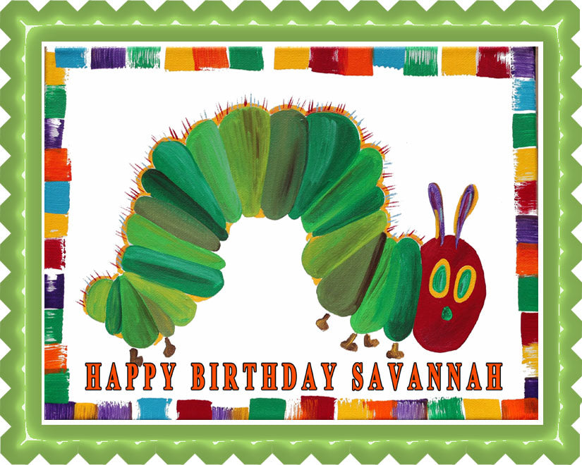 THE HUNGRY CATERPILLAR - Edible Cake Topper or Cupcake topper, Decor