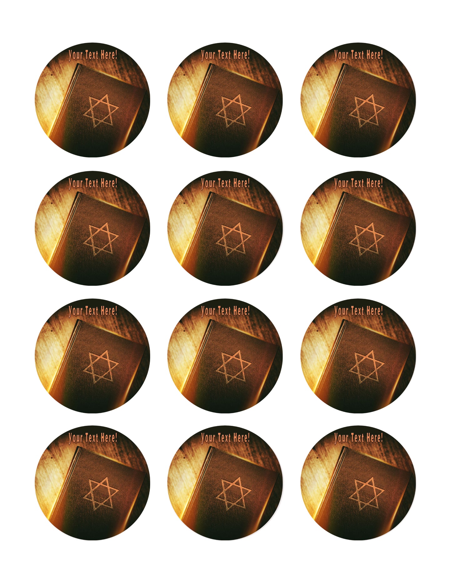 The Book of Judaism - Edible Cake Topper, Cupcake Toppers, Strips