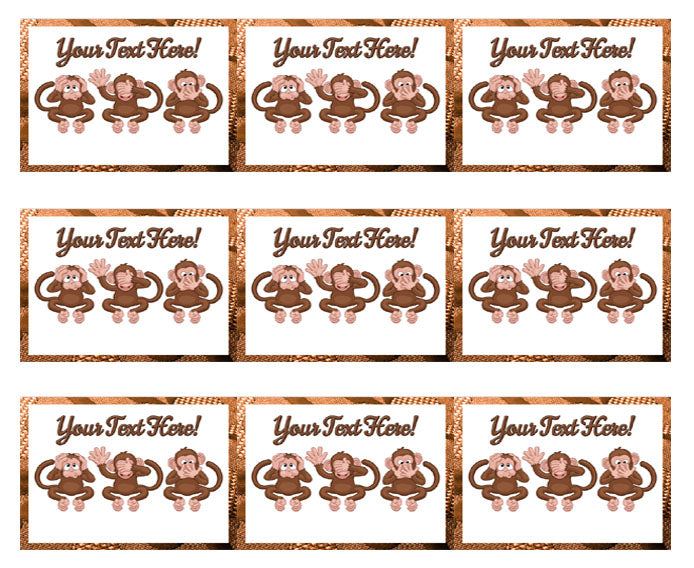 The Monkeys Faces - Edible Cake Topper, Cupcake Toppers, Strips