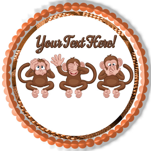 The Monkeys Faces - Edible Cake Topper, Cupcake Toppers, Strips