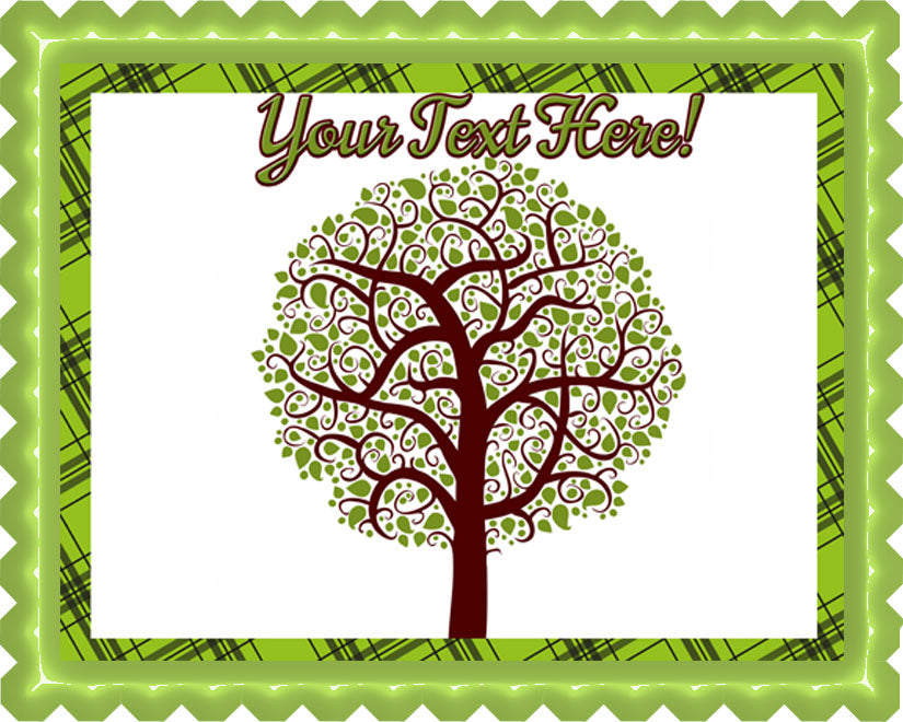 Tree Nature Symbol - Edible Cake Topper, Cupcake Toppers, Strips