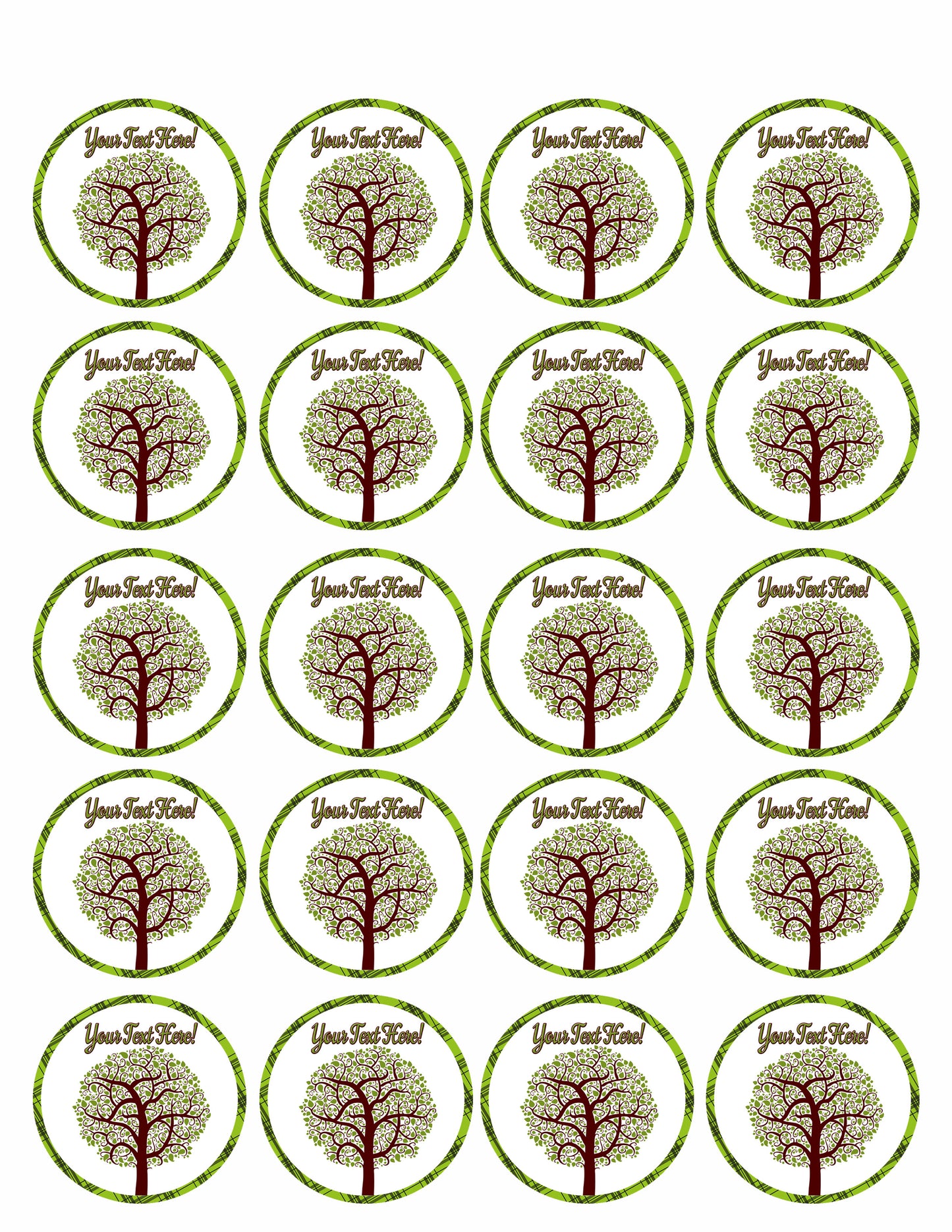 Tree Nature Symbol - Edible Cake Topper, Cupcake Toppers, Strips