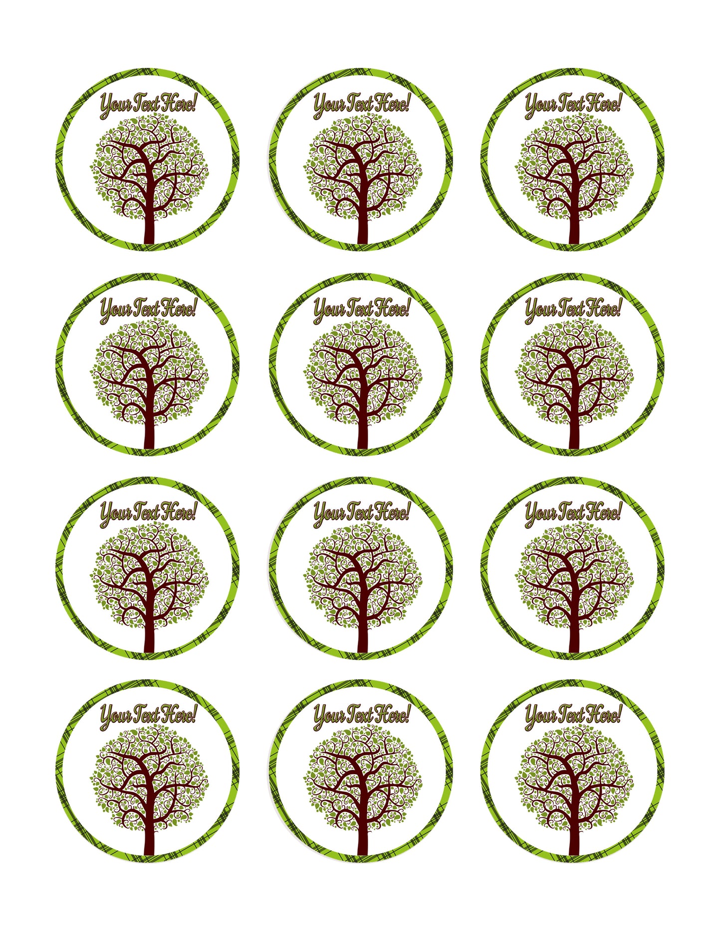 Tree Nature Symbol - Edible Cake Topper, Cupcake Toppers, Strips