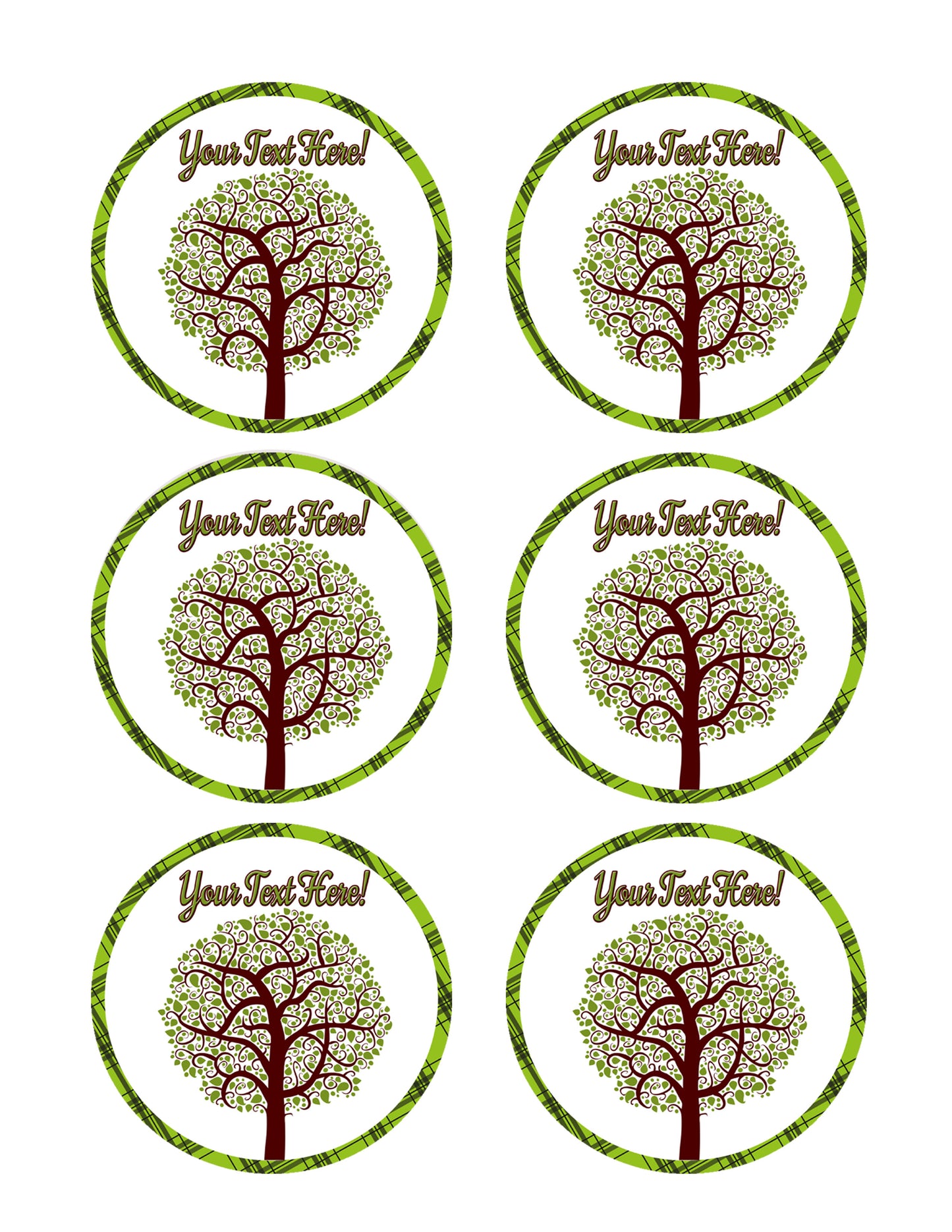 Tree Nature Symbol - Edible Cake Topper, Cupcake Toppers, Strips