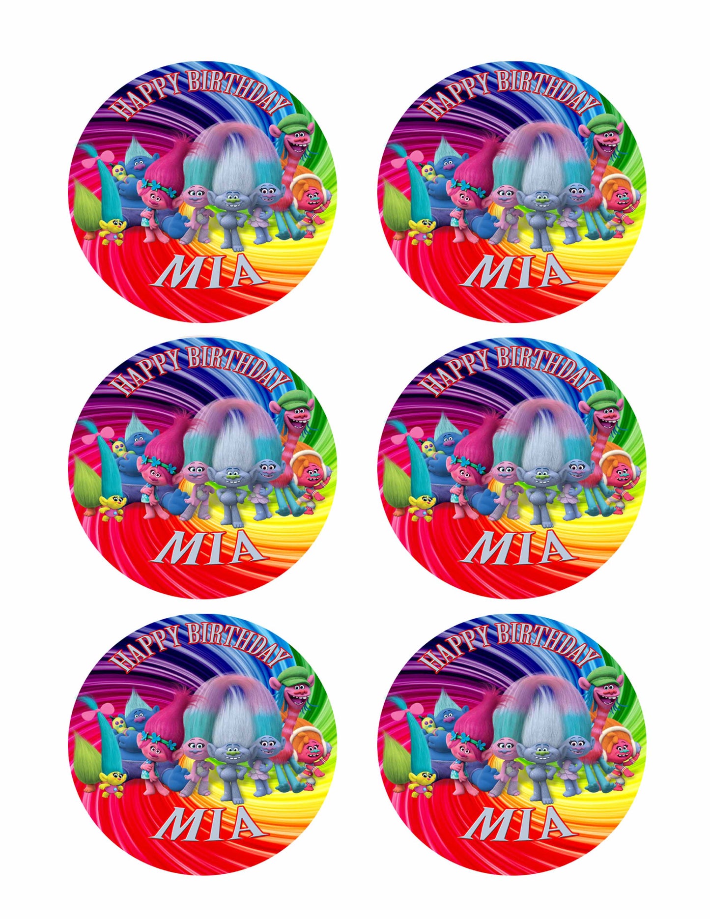 Trolls - Edible Cake Topper OR Cupcake Topper, Decor