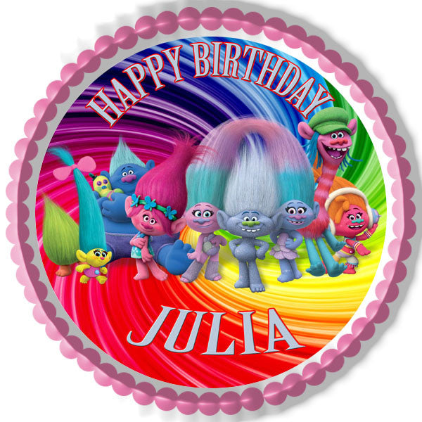 Trolls - Edible Cake Topper OR Cupcake Topper, Decor