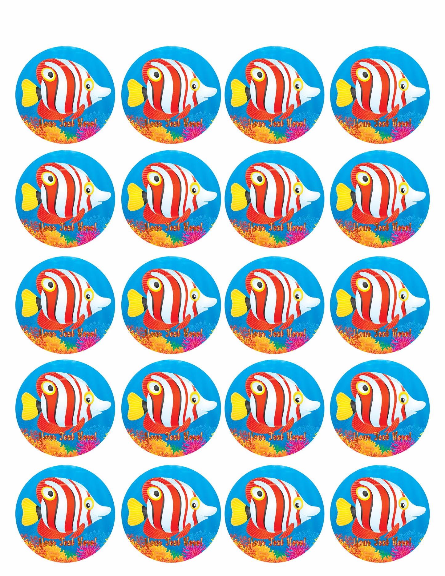Tropical Fish - Edible Cake Topper, Cupcake Toppers, Strips