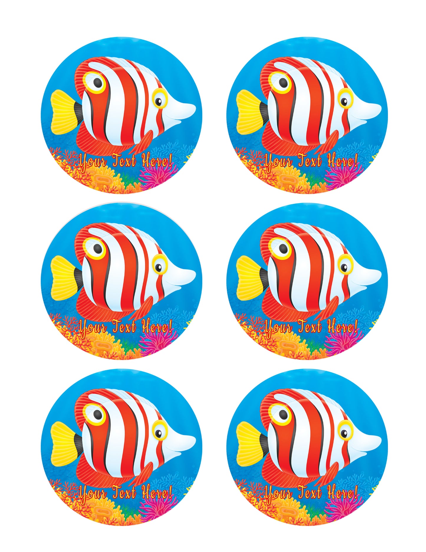 Tropical Fish - Edible Cake Topper, Cupcake Toppers, Strips