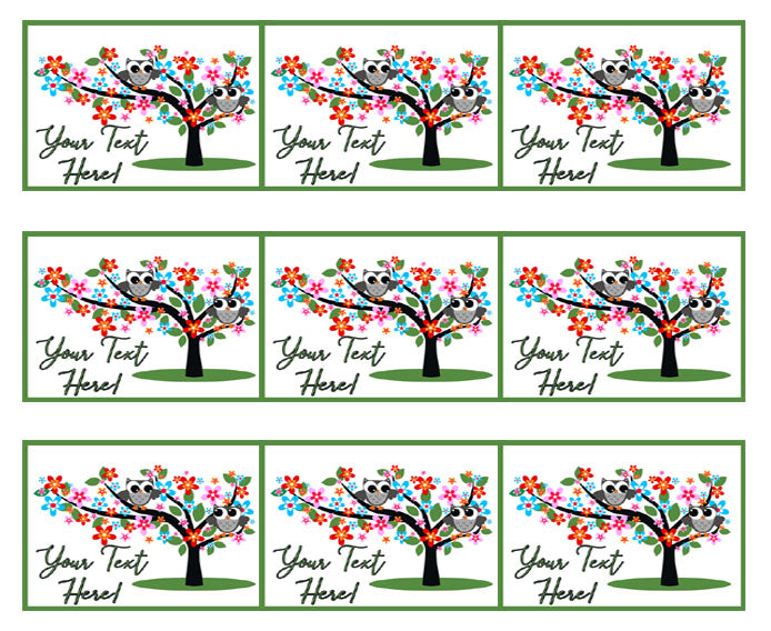 Two Grey Owls - Edible Cake Topper, Cupcake Toppers, Strips
