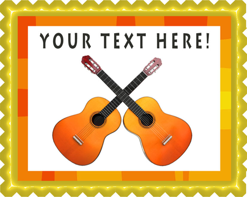 Two Guitars Crossed - Edible Cake Topper, Cupcake Toppers, Strips