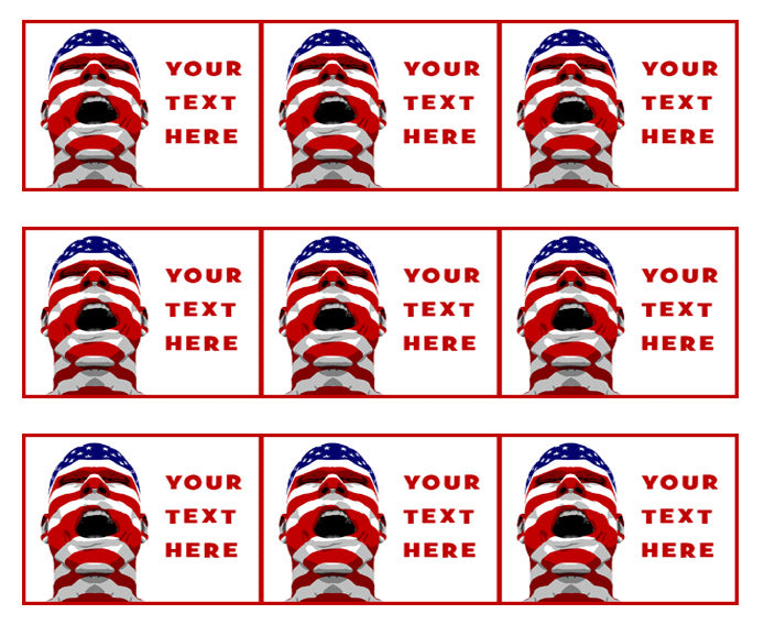 USA Flag Man Yelling - Edible Cake Topper, Cupcake Toppers, Strips