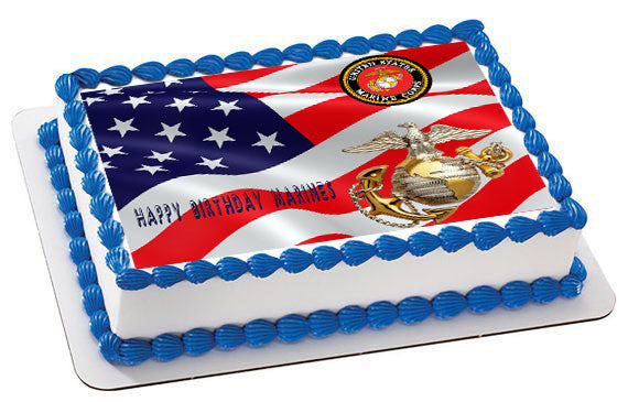 US Marine Corp - Edible Cake Topper OR Cupcake Topper, Decor