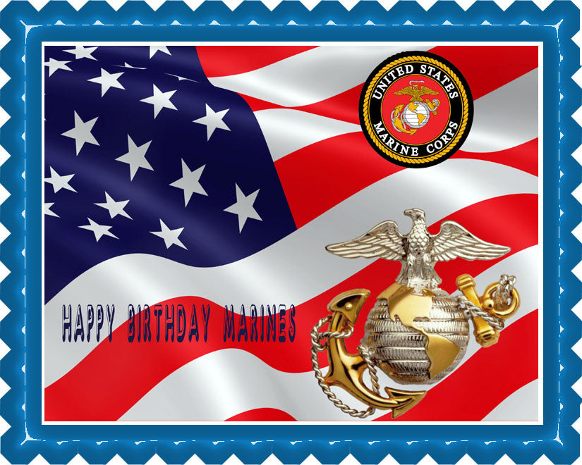 US Marine Corp - Edible Cake Topper OR Cupcake Topper, Decor