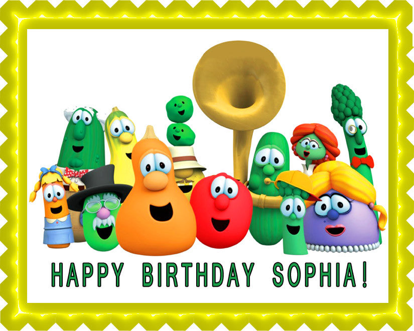 VEGGIE TALES Characters - Edible Cake Topper OR Cupcake Topper, Decor