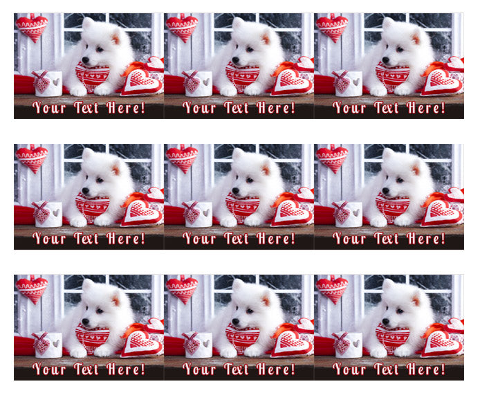 Valentine Puppy Dog - Edible Cake Topper, Cupcake Toppers, Strips
