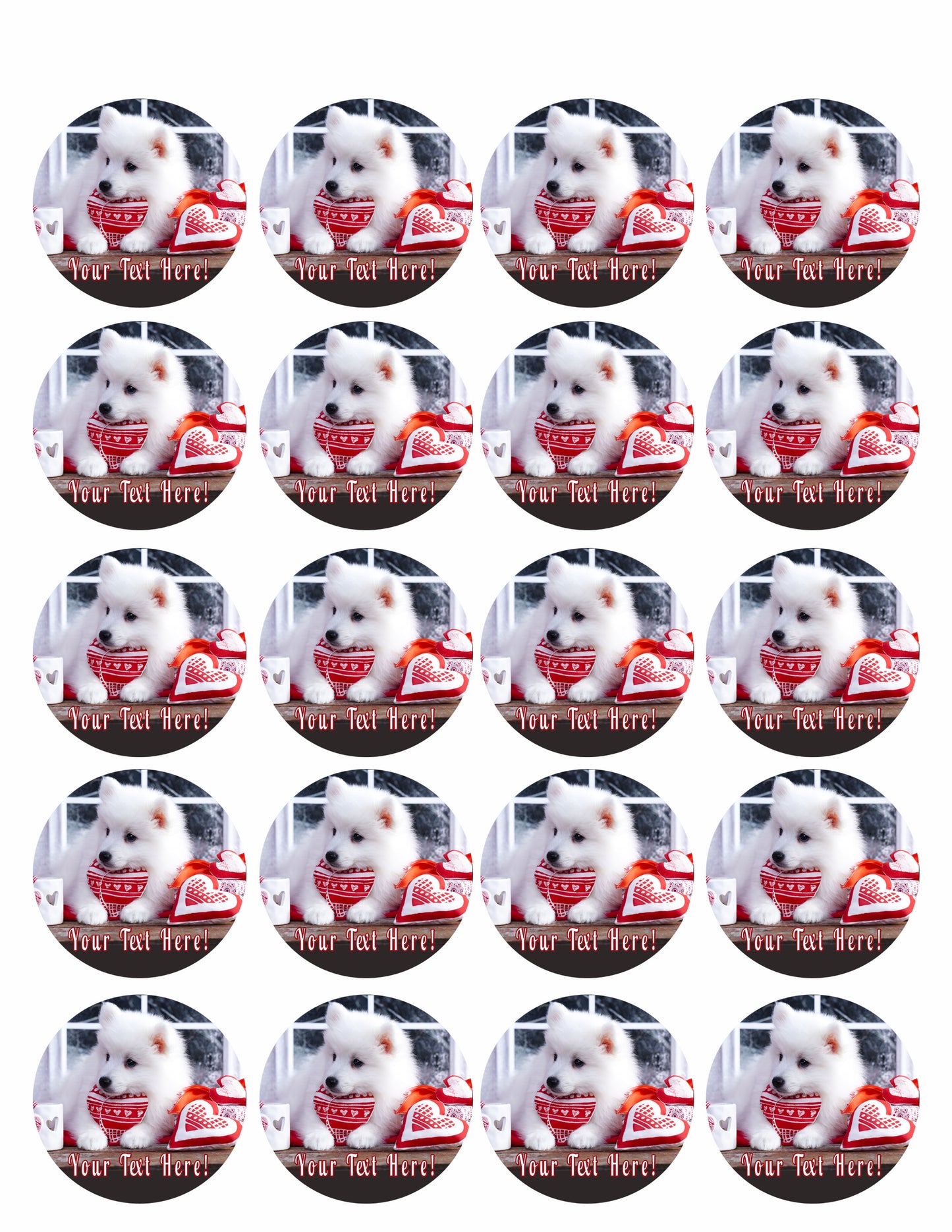 Valentine Puppy Dog - Edible Cake Topper, Cupcake Toppers, Strips
