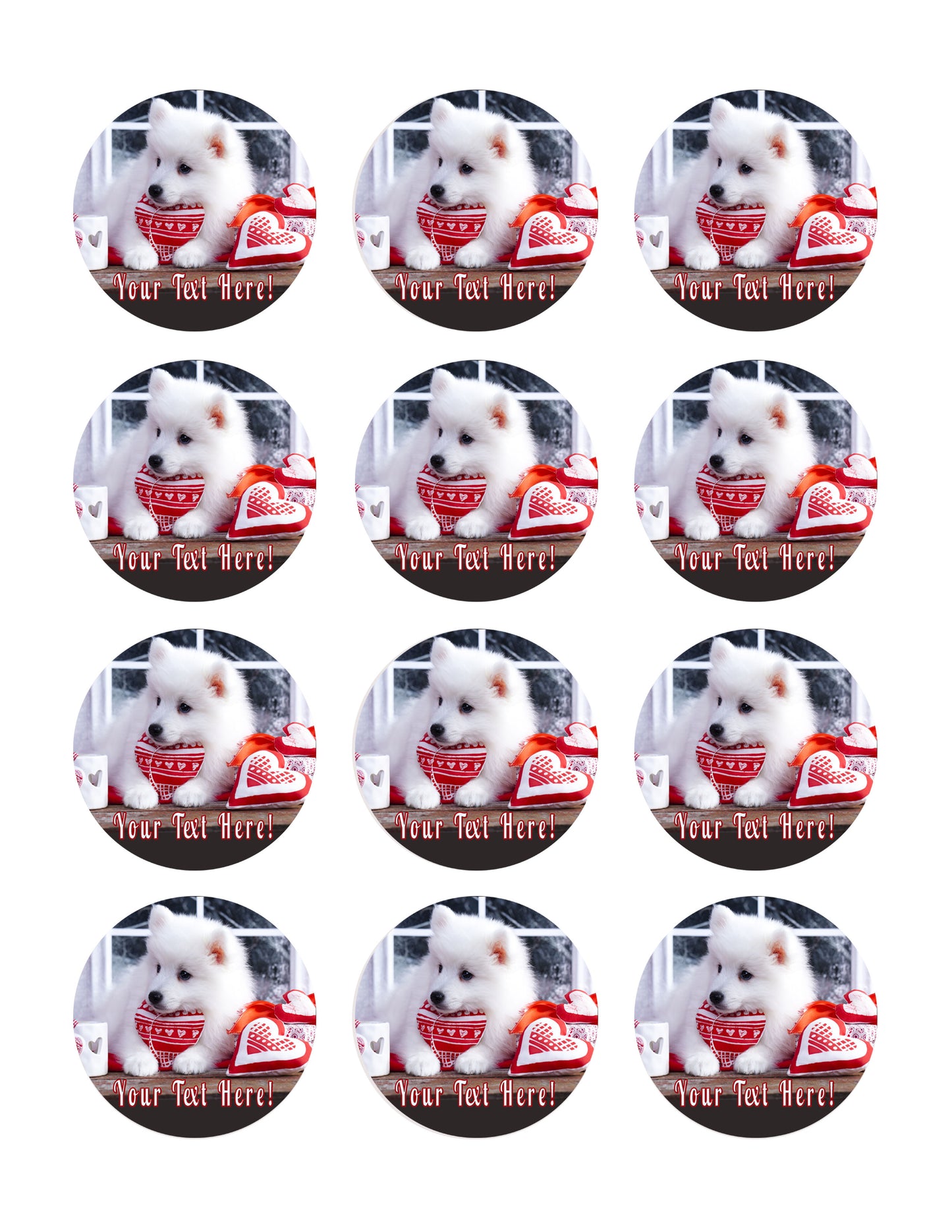 Valentine Puppy Dog - Edible Cake Topper, Cupcake Toppers, Strips