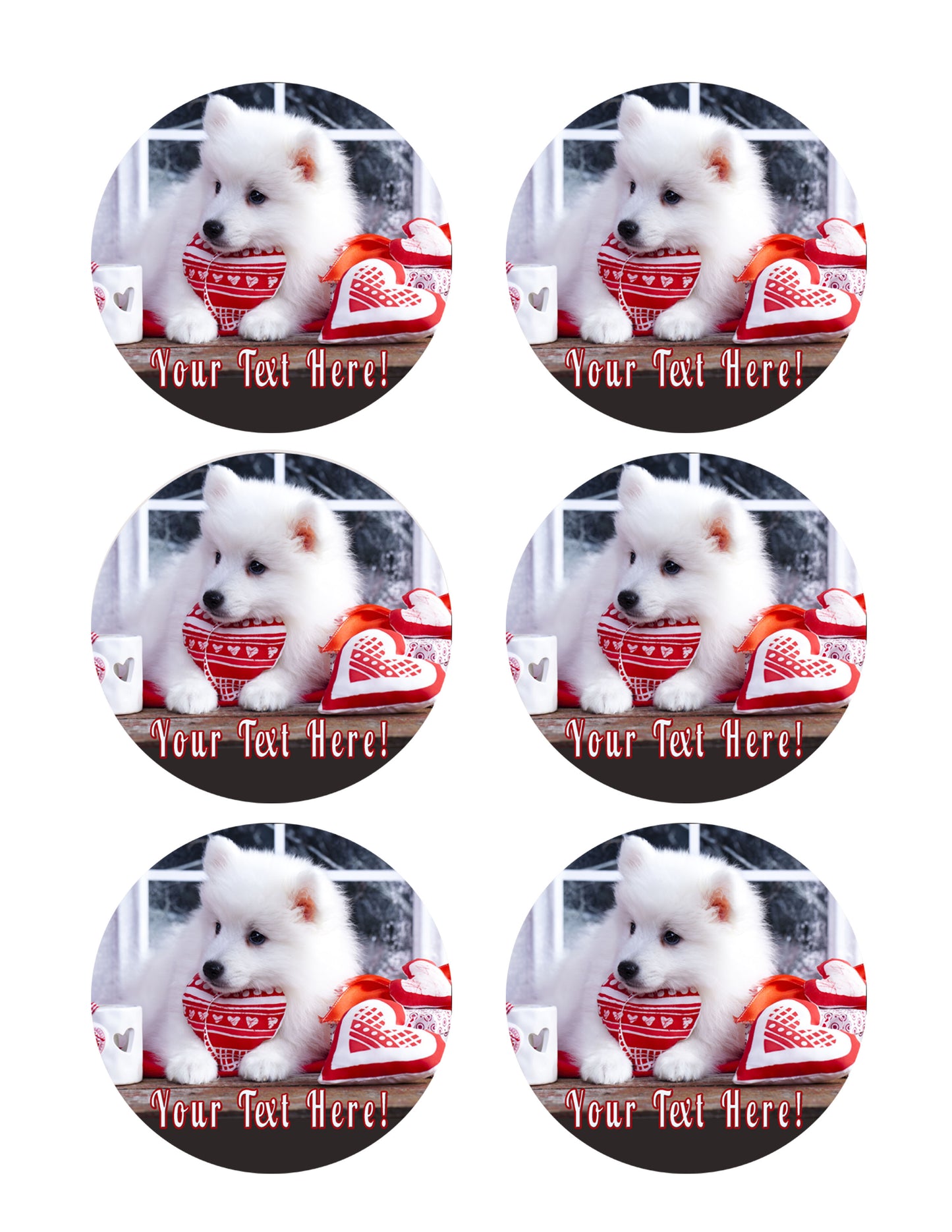 Valentine Puppy Dog - Edible Cake Topper, Cupcake Toppers, Strips