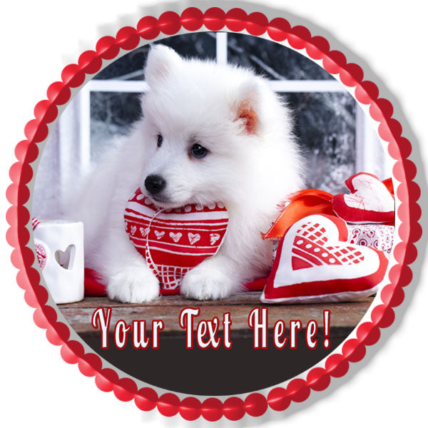Valentine Puppy Dog - Edible Cake Topper, Cupcake Toppers, Strips