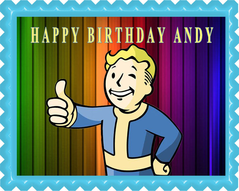Vault Boy - Edible Cake Topper OR Cupcake Topper, Decor