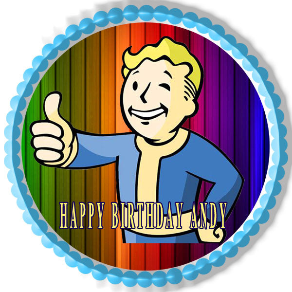 Vault Boy - Edible Cake Topper OR Cupcake Topper, Decor