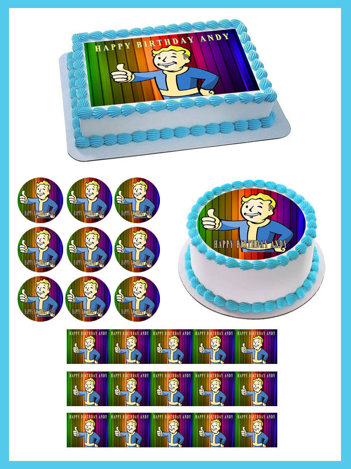 Vault Boy - Edible Cake Topper OR Cupcake Topper, Decor