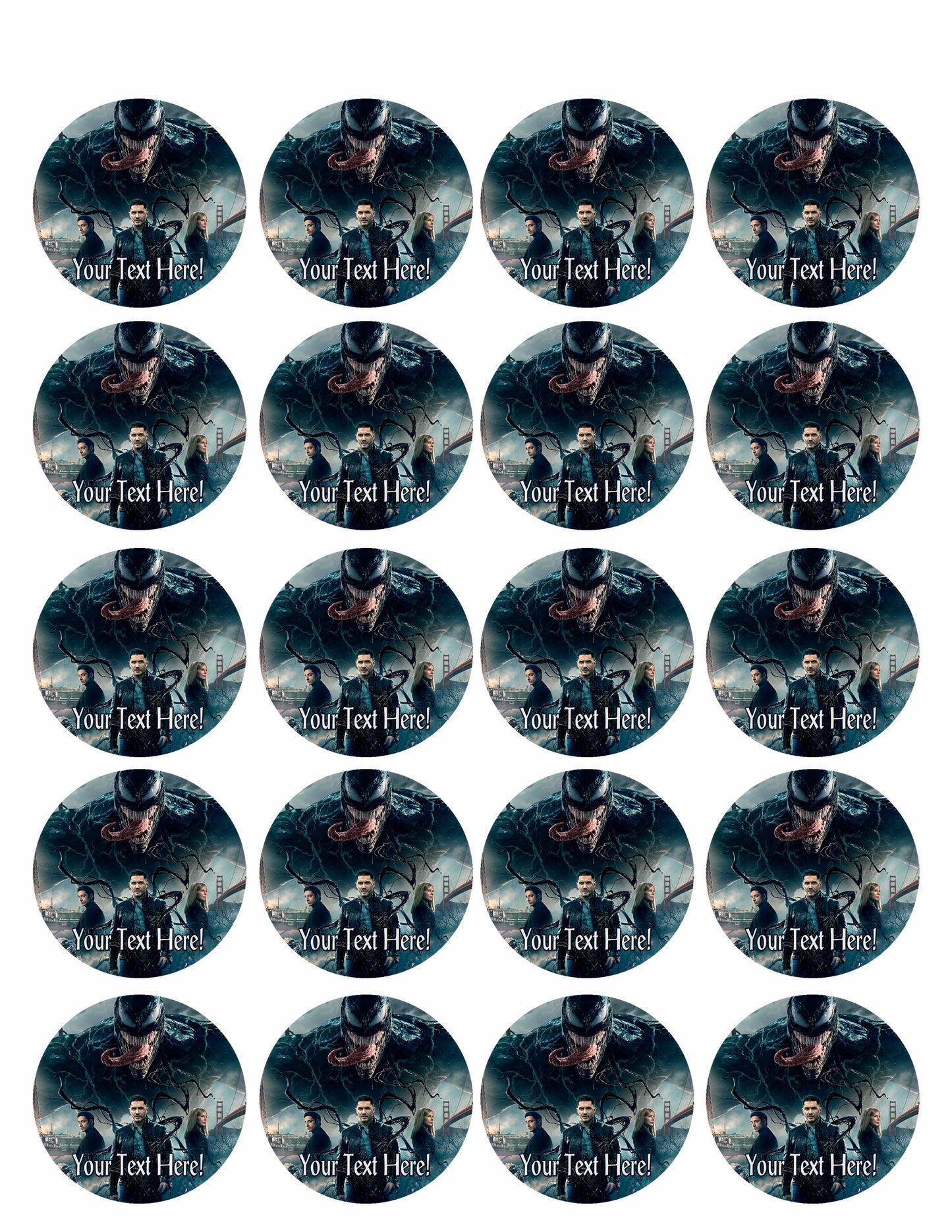 Venom - Edible Cake Topper, Cupcake Toppers, Strips