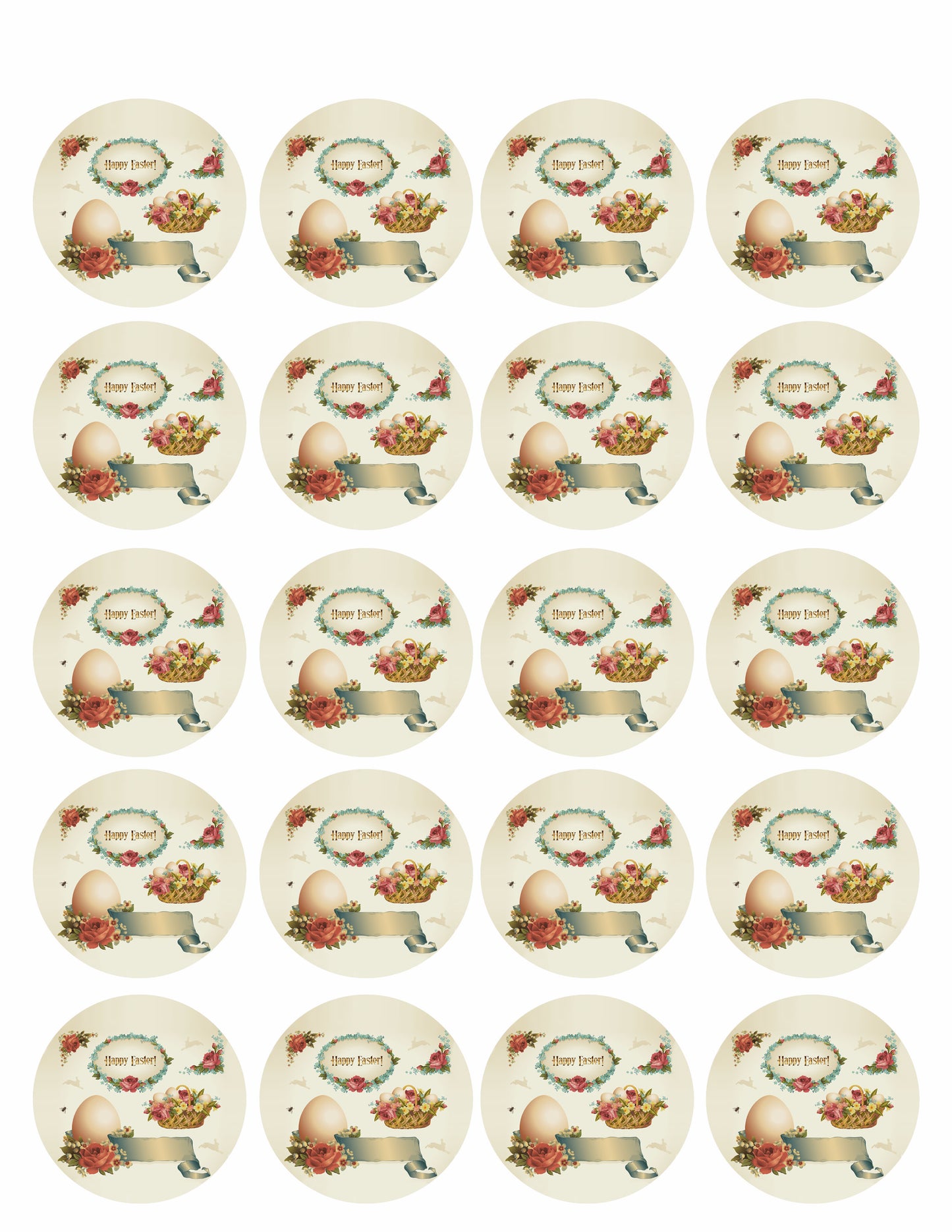Vintage Easter - Edible Cake Topper, Cupcake Toppers, Strips