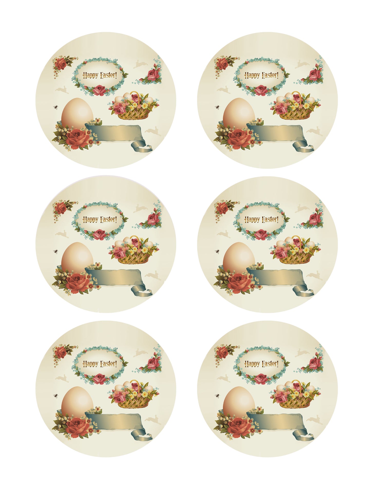 Vintage Easter - Edible Cake Topper, Cupcake Toppers, Strips