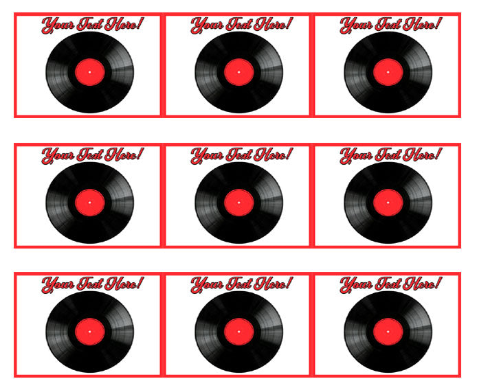 Vinyl Record - Edible Cake Topper, Cupcake Toppers, Strips