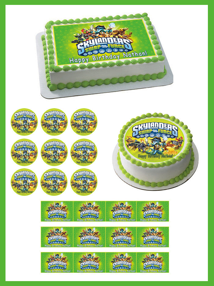 Skylanders Swap Force 2 Edible Birthday Cake Topper OR Cupcake Topper, Decor - Edible Prints On Cake (Edible Cake &Cupcake Topper)