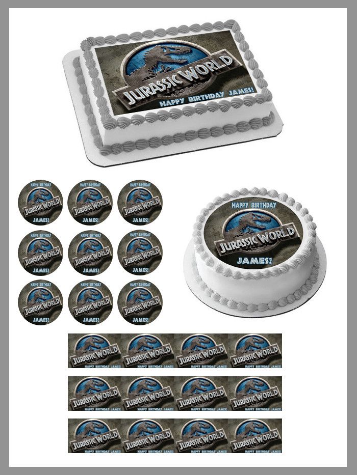 Jurassic World 1 Edible Birthday Cake Topper OR Cupcake Topper, Decor - Edible Prints On Cake (Edible Cake &Cupcake Topper)