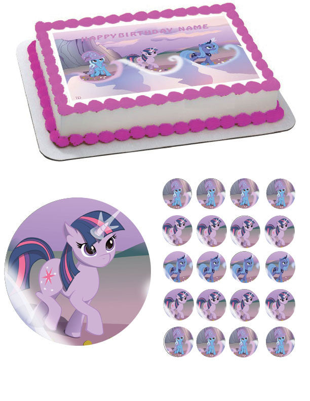 MY LITTLE PONI 3 Edible Birthday Cake Topper OR Cupcake Topper, Decor - Edible Prints On Cake (Edible Cake &Cupcake Topper)