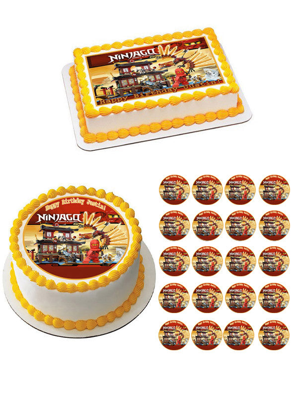 Lego Ninjago Temple of Fire Edible Birthday Cake Topper OR Cupcake Topper, Decor - Edible Prints On Cake (Edible Cake &Cupcake Topper)