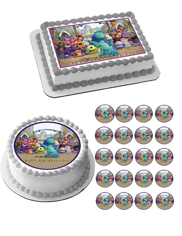Monsters Inc University Edible Birthday Cake Topper OR Cupcake Topper, Decor - Edible Prints On Cake (Edible Cake &Cupcake Topper)