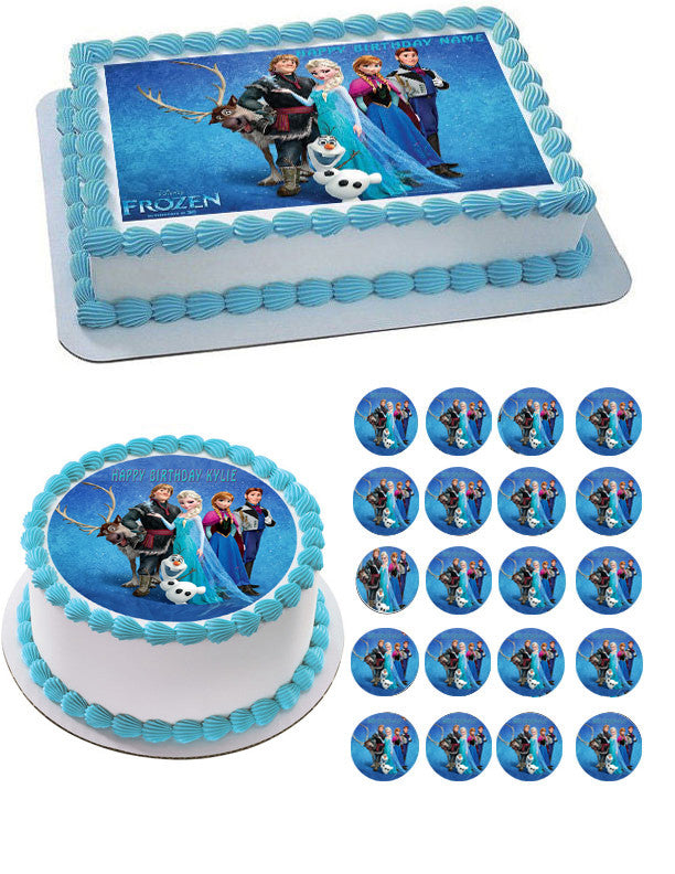 FROZEN 3 Edible Birthday Cake Topper OR Cupcake Topper, Decor - Edible Prints On Cake (Edible Cake &Cupcake Topper)