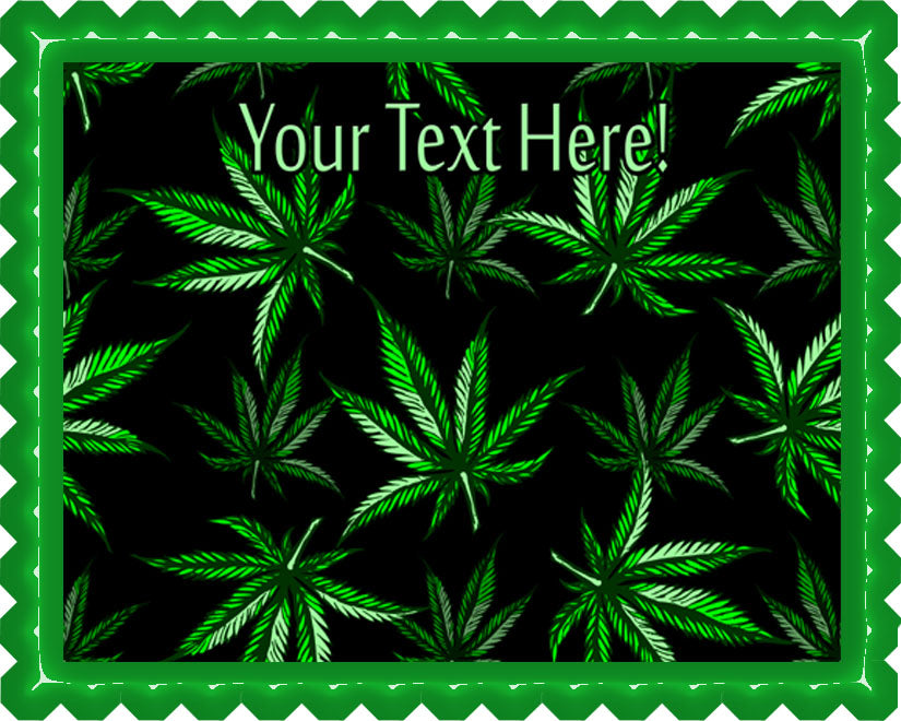 Weed Leaf - Edible Cake Topper, Cupcake Toppers, Strips