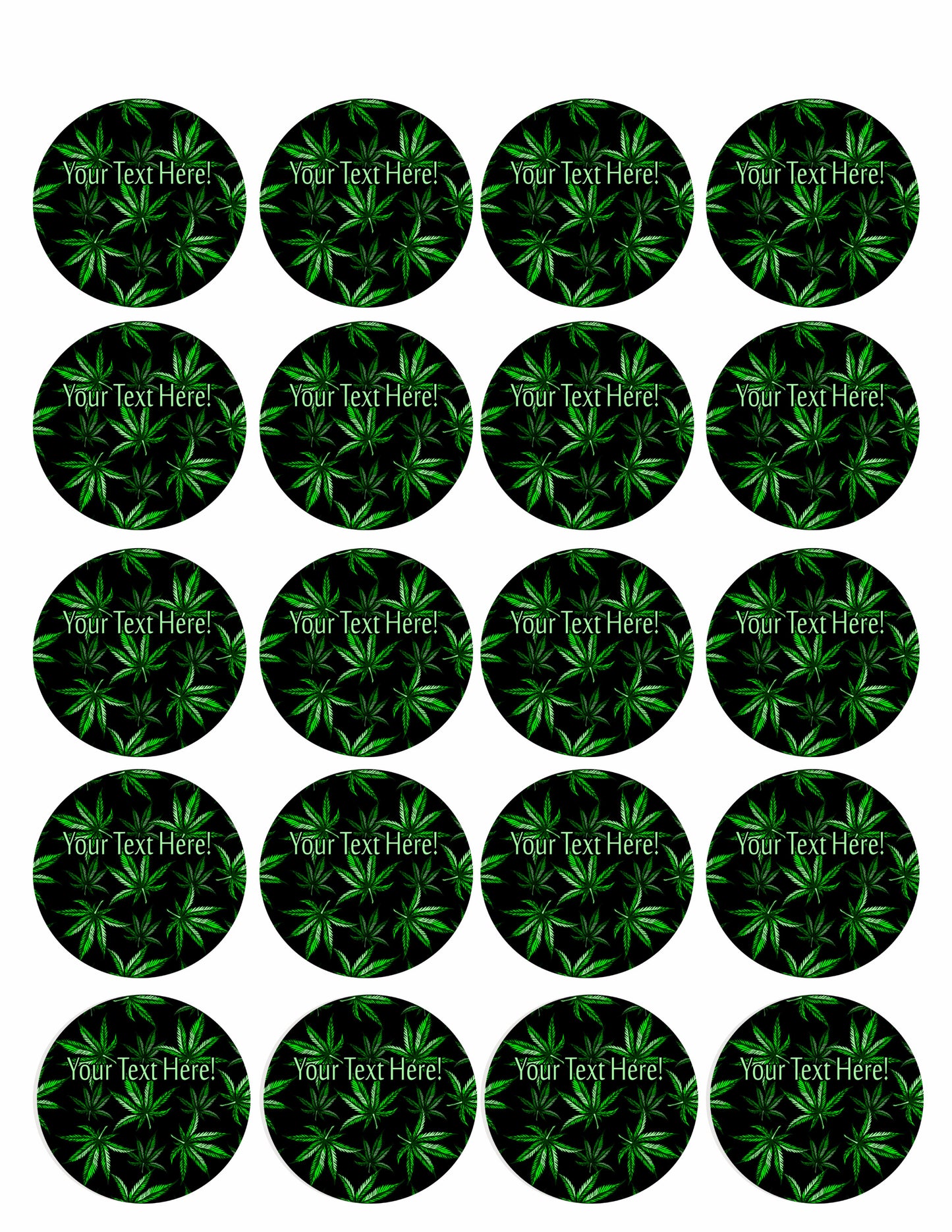 Weed Leaf - Edible Cake Topper, Cupcake Toppers, Strips