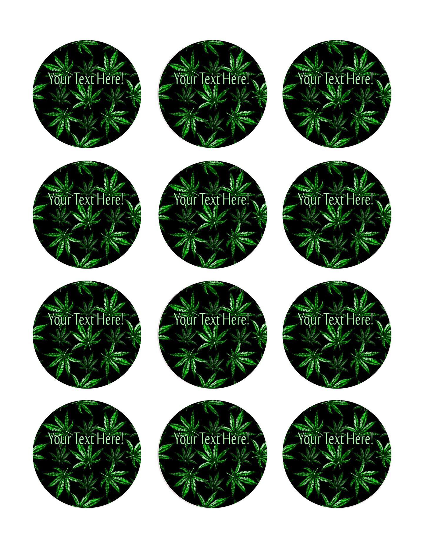 Weed Leaf - Edible Cake Topper, Cupcake Toppers, Strips